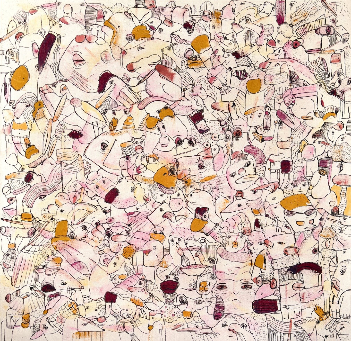 Billie & her Friends | original on canvas - Studio Thicia Luiza