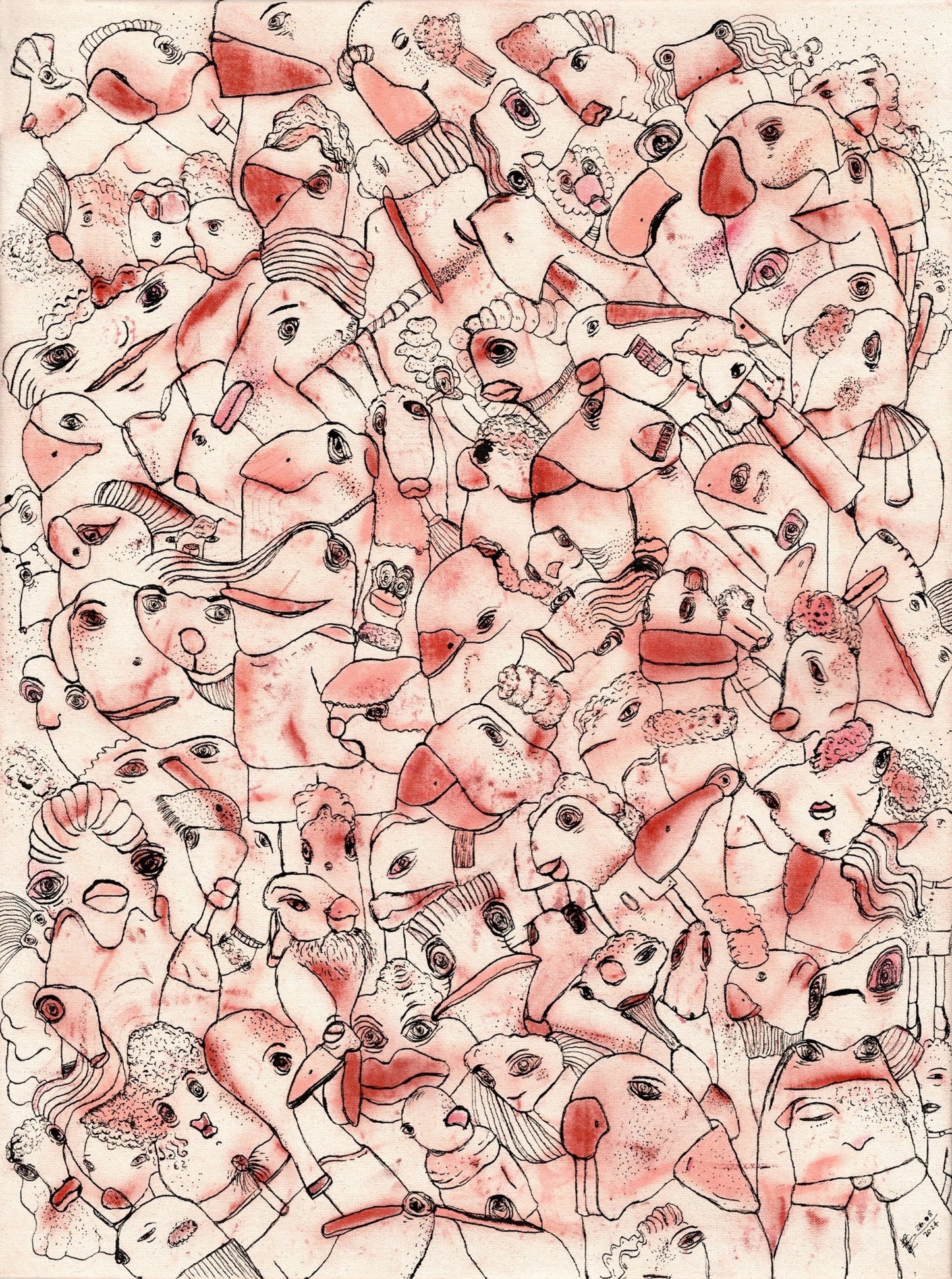 Pink Forest | original on canvas - Studio Thicia Luiza