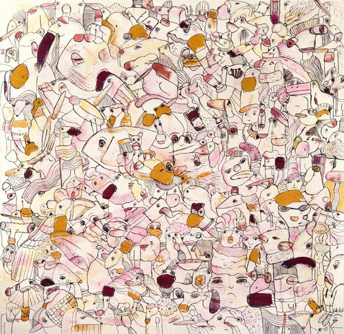 Billie & her Friends | original on canvas - Studio Thicia Luiza