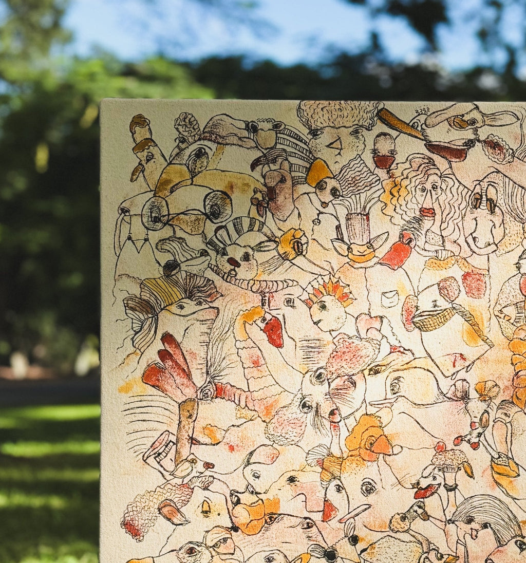 O Mundo Todinho | original on canvas - Studio Thicia Luiza